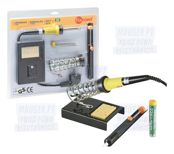 (imagem para) KIT SOLDADURA: ferro soldar 30W + suporte p/ ferro soldar + bomb