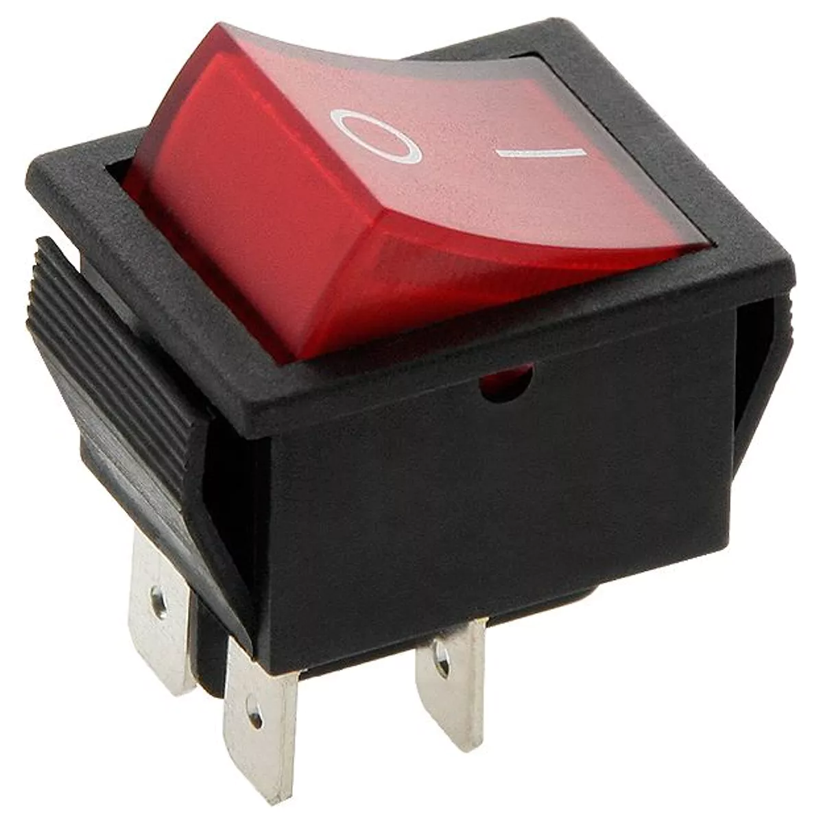 (imagem para) Interruptor basculante 2 posições estáveis - ON-OFF - 12VDC 20A (4 pinos) - luminoso vermelho