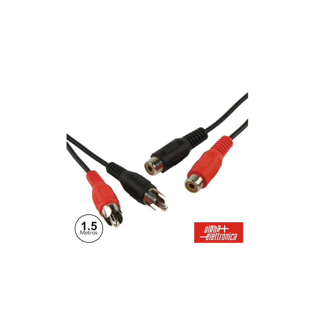 (imagem para) Cabo 2-Rca Macho / 2-Rca Fêmea 1.5m