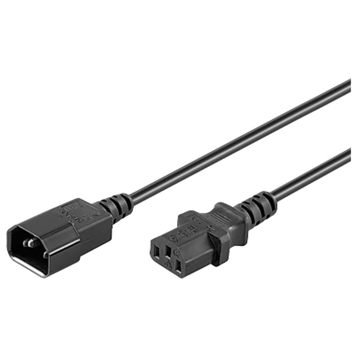 (imagem para) Cabo de alimentação IEC C14 (3 pinos) macho - IEC C13 (3 pinos) fêmea - 3.0m
