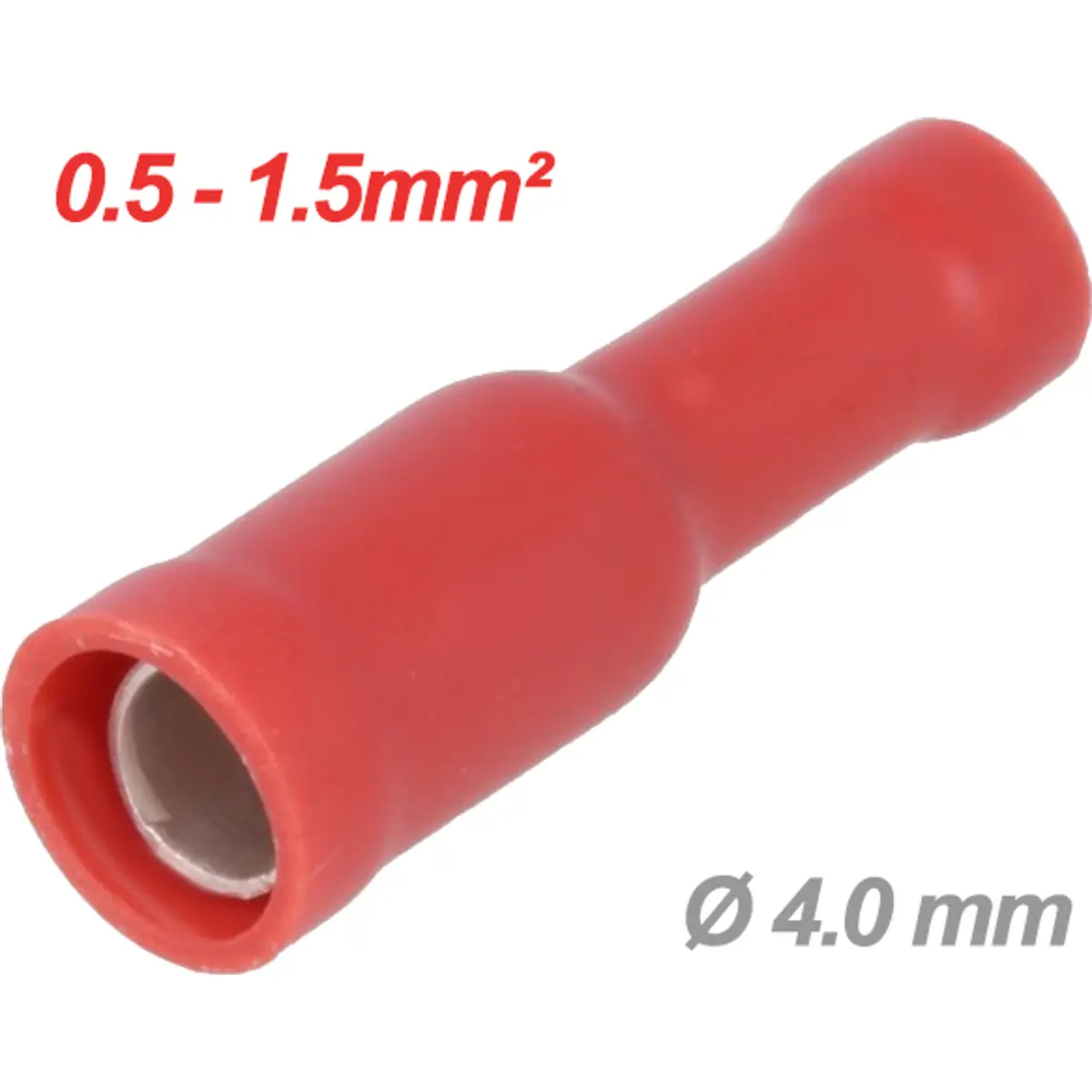 (imagem para) Terminal redondo fêmea isolado vermelho (0.5-1.5mm²) Ø4.0mm