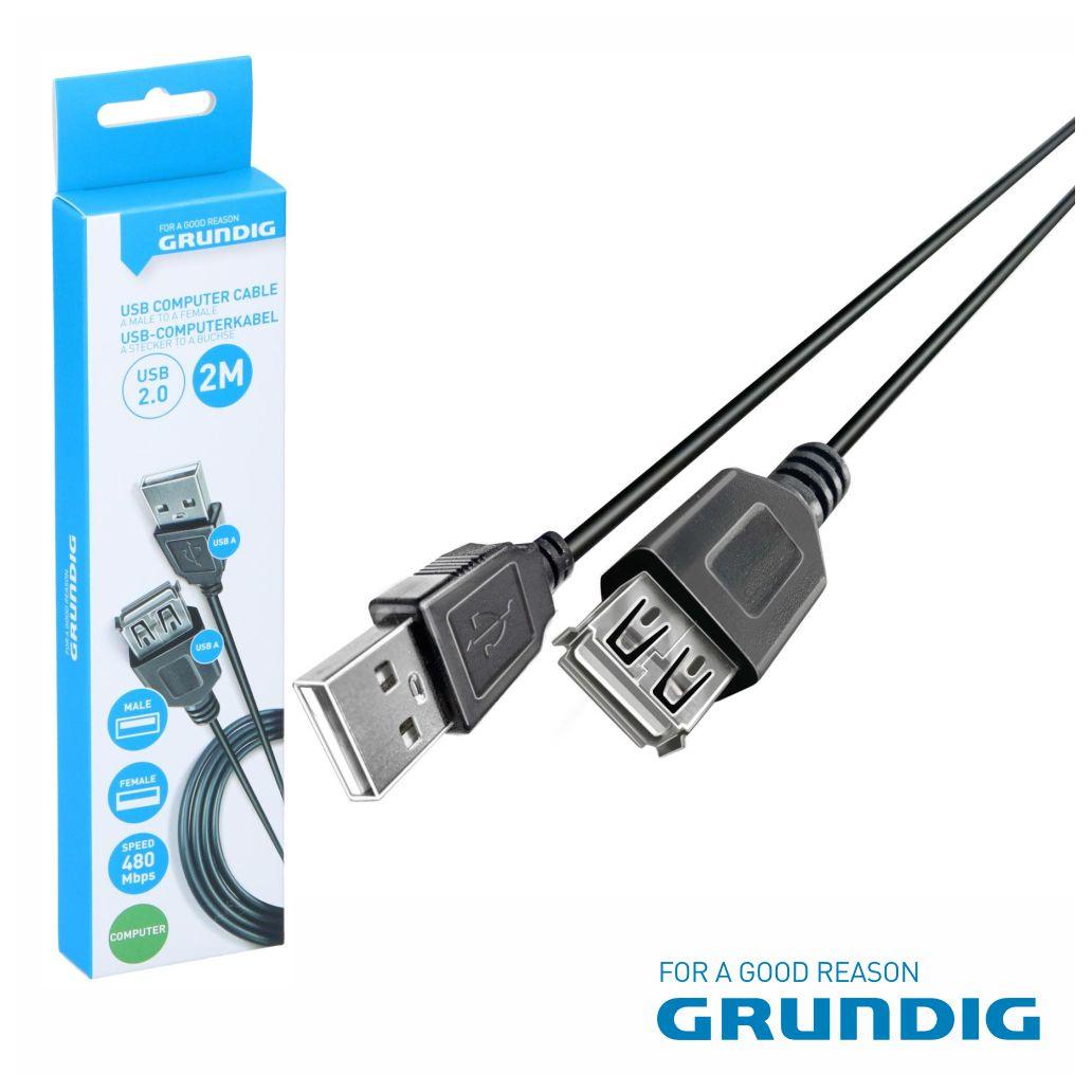 Cabo USB-A 2.0 Macho / USB-A Fêmea 2m GRUNDIG (imagem para) Cabo USB-A 2.0 Macho / USB-A Fêmea 2m GRUNDIG
