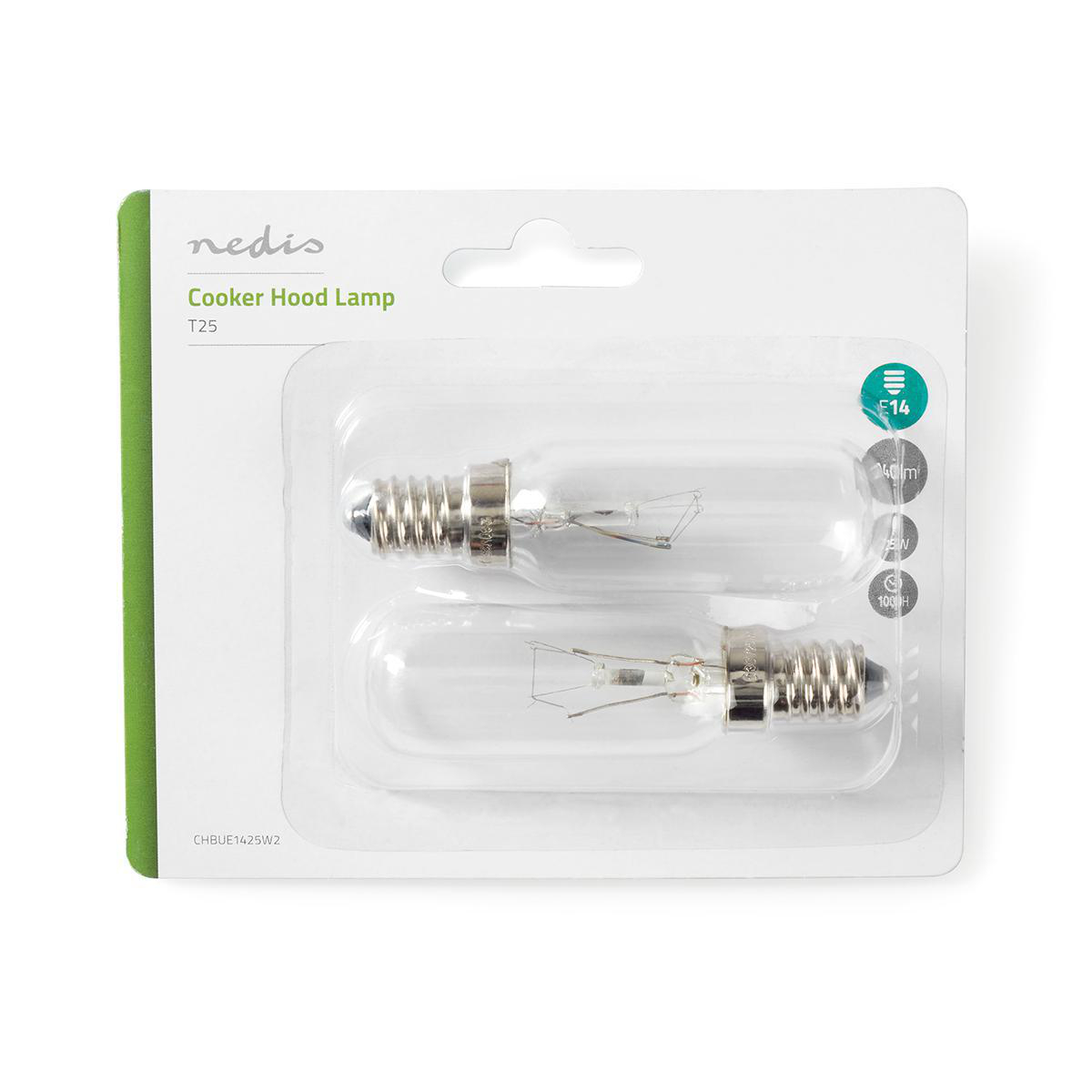 (imagem para) Conjunto de 2 Lâmpadas (para exaustores) E14 tubular 230VAC 25W 140lm