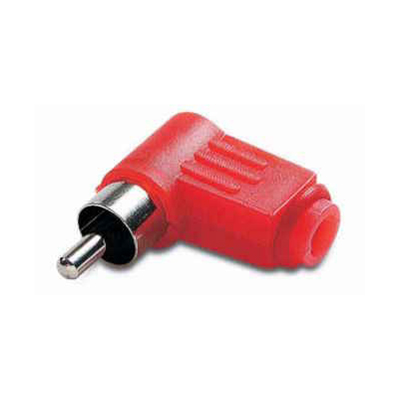 (imagem para) Ficha RCA Macho Plastico - Vermelha - Curva