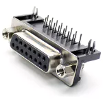 (imagem para) Ficha D-Sub DB15 pinos fêmea - para soldar em PCB 90º - Ninigi