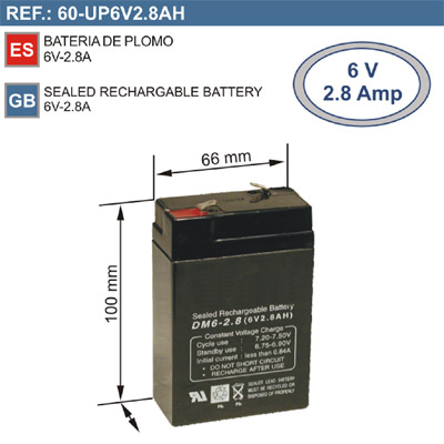 (imagem para) Bateria 6V 2,8A (66x100x33)