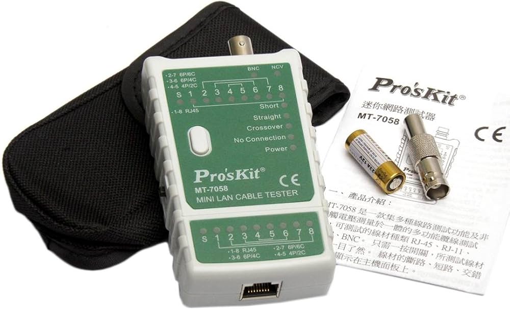 (imagem para) Testador de cabos rede RJ/BNC com detector sem contacto - Pro'sKit MT-7058