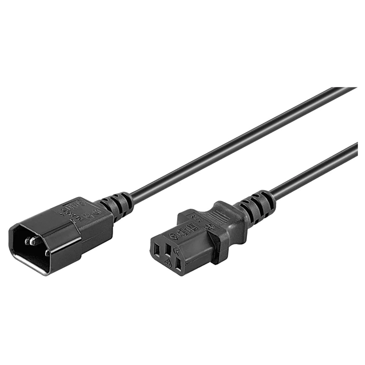 (imagem para) Cabo de alimentação IEC C14 (3 pinos) macho - IEC C13 (3 pinos) fêmea - 2.0m