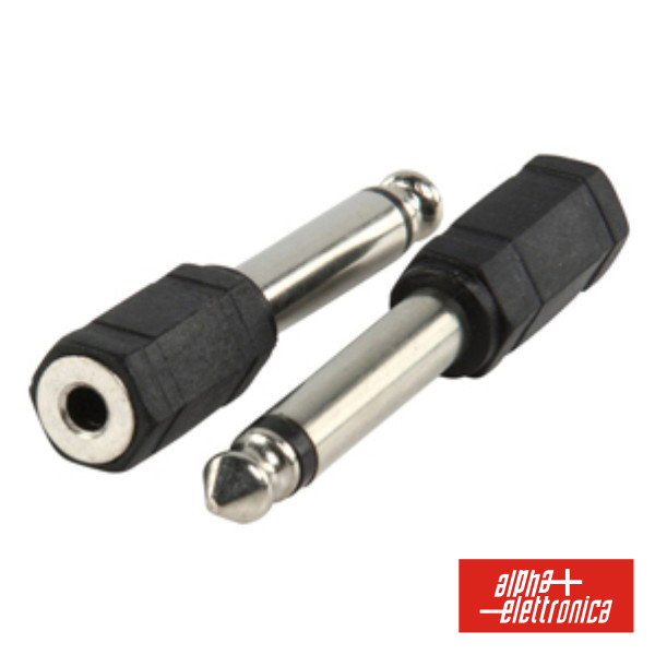 (imagem para) FICHA ADAPTADORA JACK 6.35MM MACHO MONO / 3.5MM FÊMEA MONO