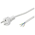 (imagem para) Cabo de alimentação (Revestido a Tecido) p/ ferro de engomar - 3x1.0mm² - Branco - 3.0m