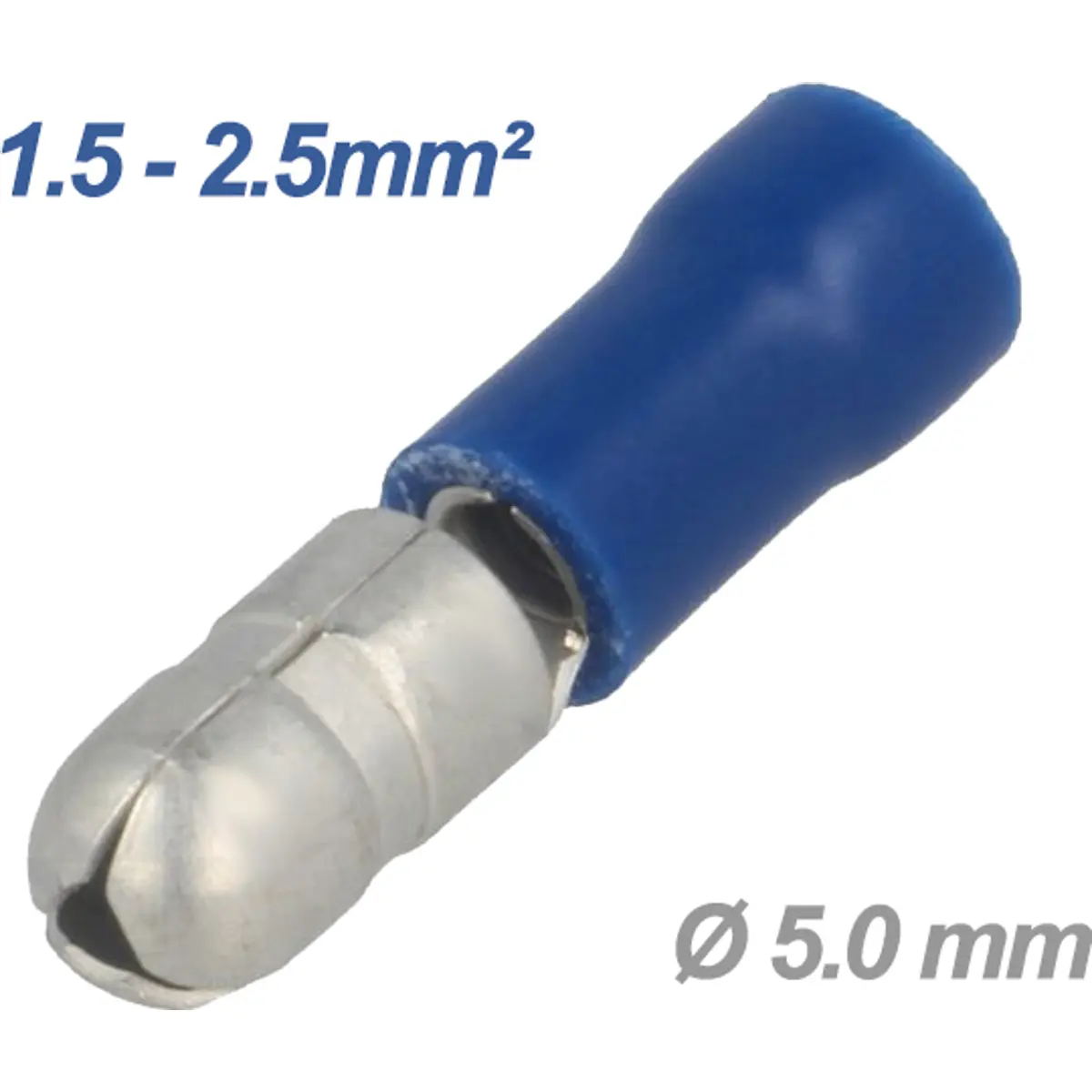 (imagem para) Terminal redondo macho isolado azul (1.5-2.5mm²) Ø5.0mm