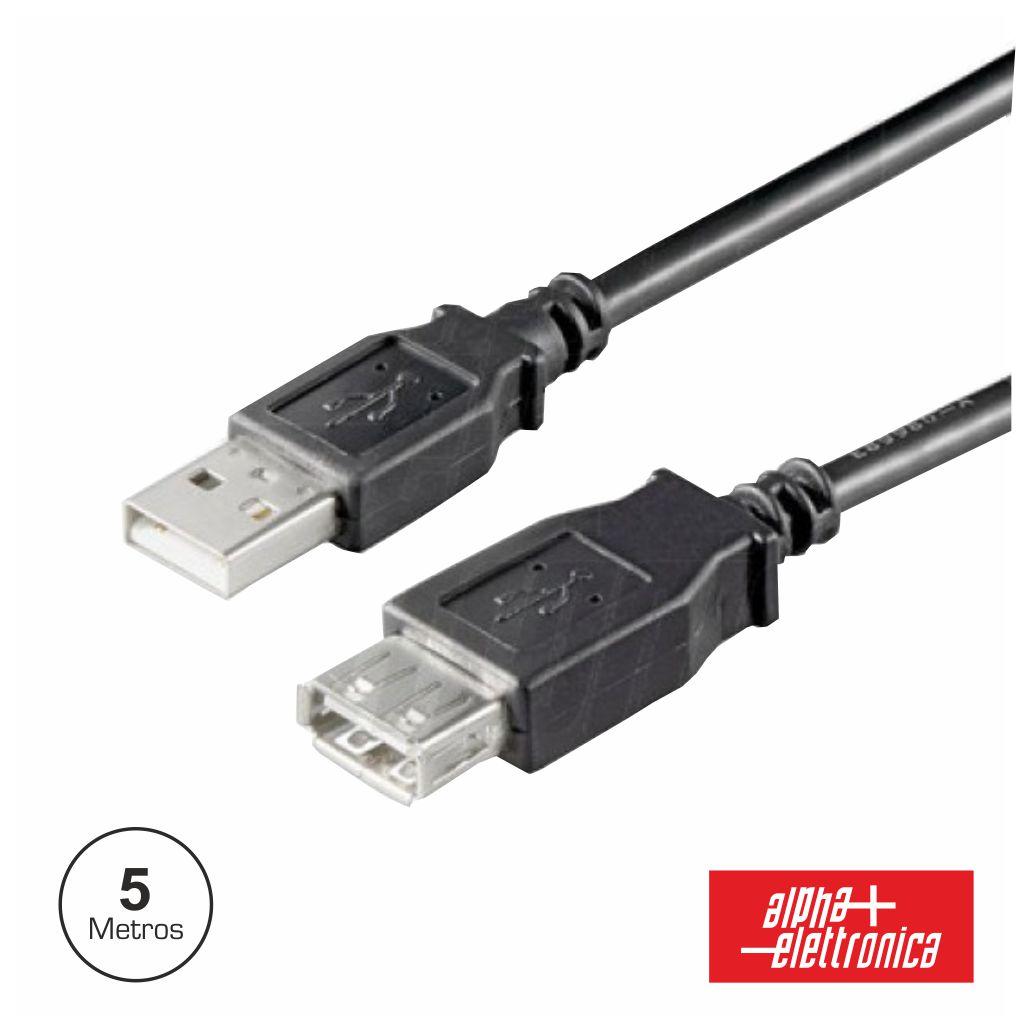 Cabo USB-A 2.0 Macho / USB-A Fêmea 5m Preto Polybag (imagem para) Cabo USB-A 2.0 Macho / USB-A Fêmea 5m Preto Polybag