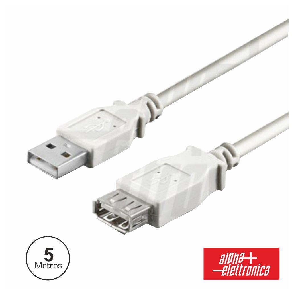 Cabo USB-A 2.0 Macho / USB-A Fêmea 5m Branco Polybag (imagem para) Cabo USB-A 2.0 Macho / USB-A Fêmea 5m Branco Polybag