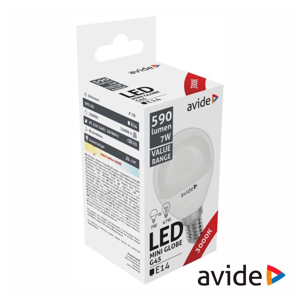 (imagem para) Lâmpada LED E14 GLOBO 7W 230V 3000K 590lm Value Range AVIDE