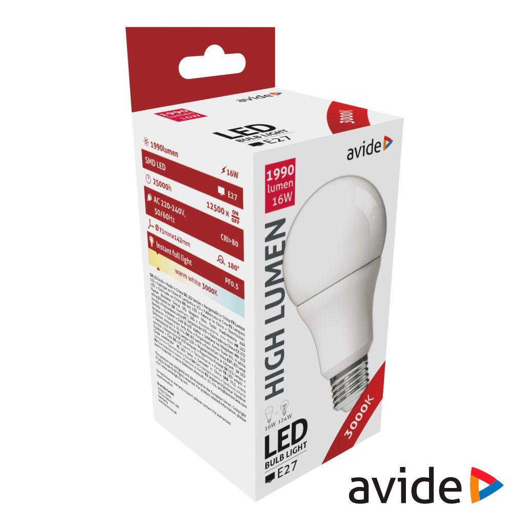 (imagem para) Lâmpada LED E27 Globo A70 16W 230V 3000K 1990lm AVIDE