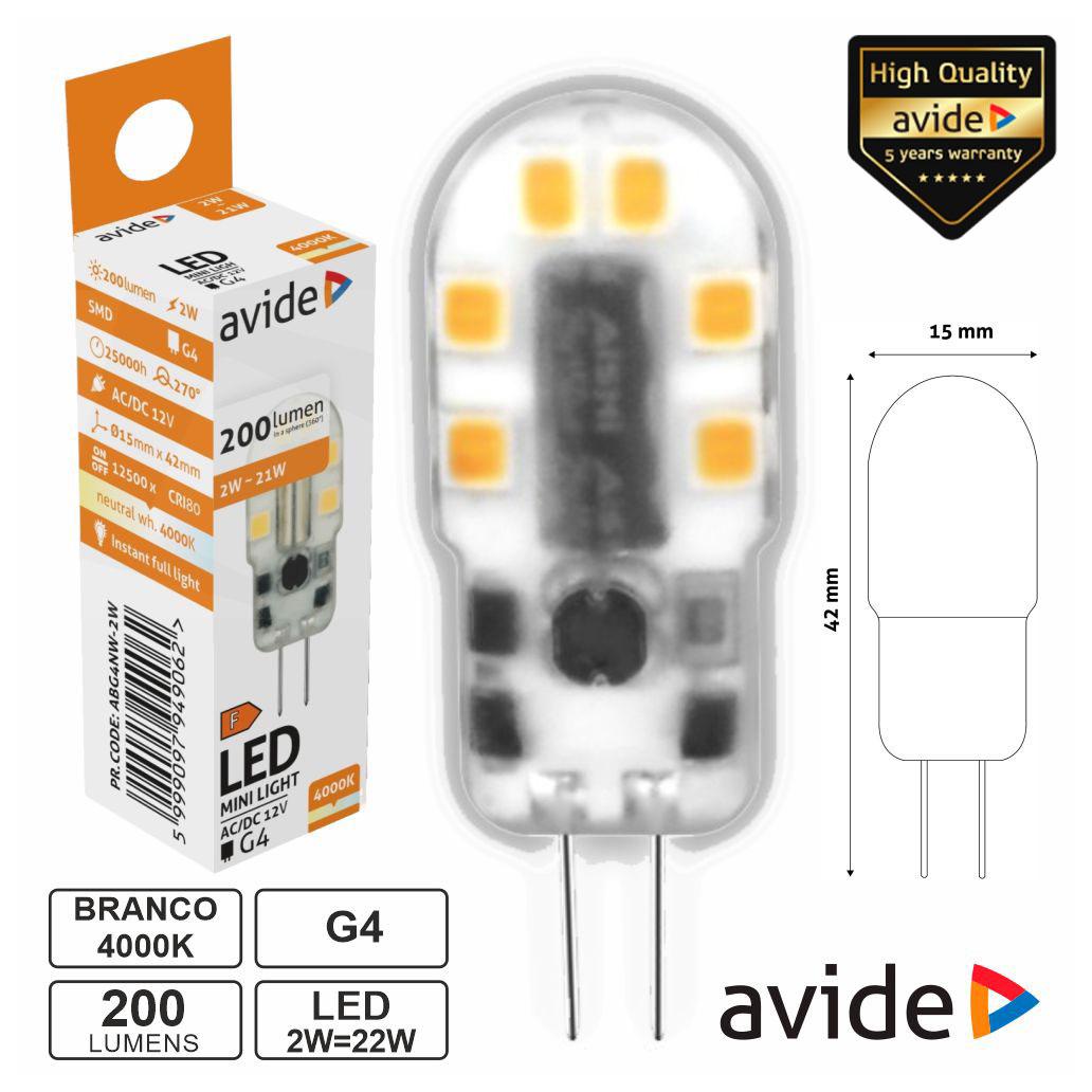 (imagem para) Lâmpada LED G4 2W 12V 4000K 200lm AVIDE