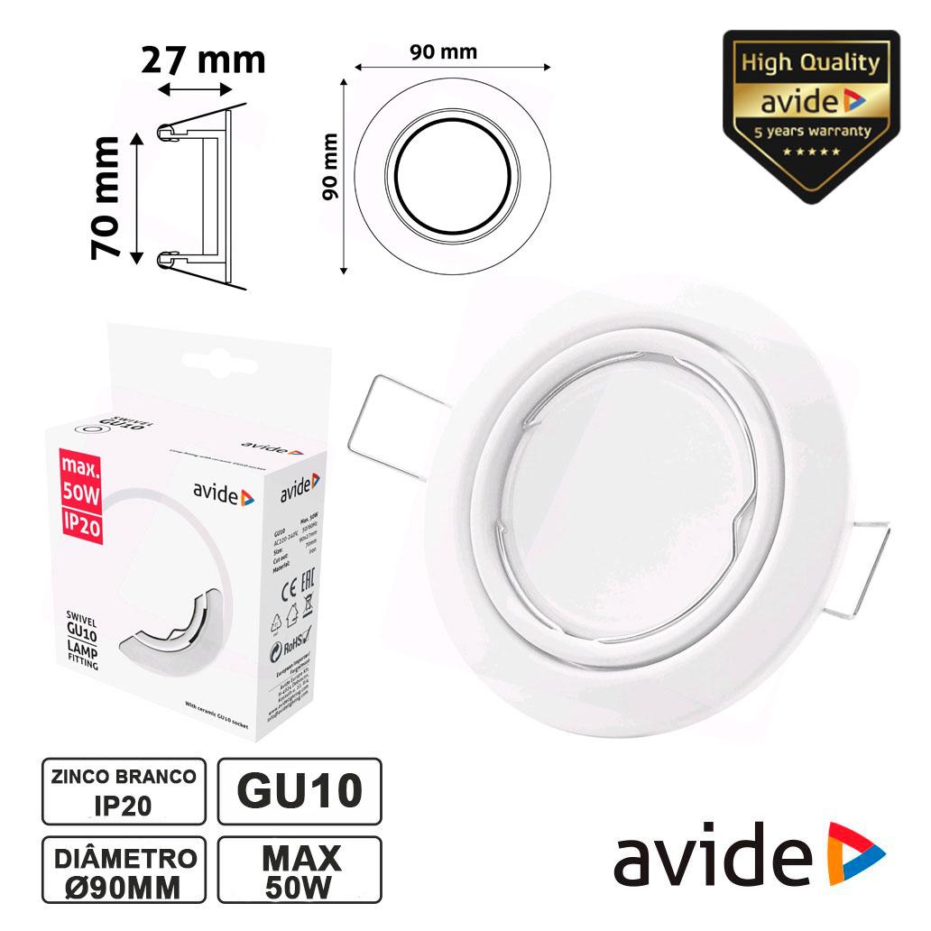 (imagem para) Aro Redondo Ajustável Branco P/ MR16-GU10 AVIDE