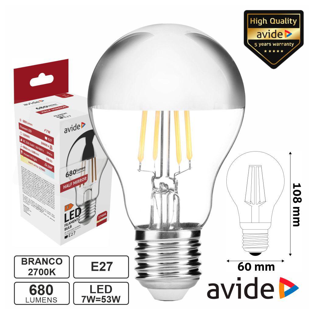 (imagem para) Lâmpada LED E27 HF Globo Filamento 7W 230V 2700K 806lm AVIDE