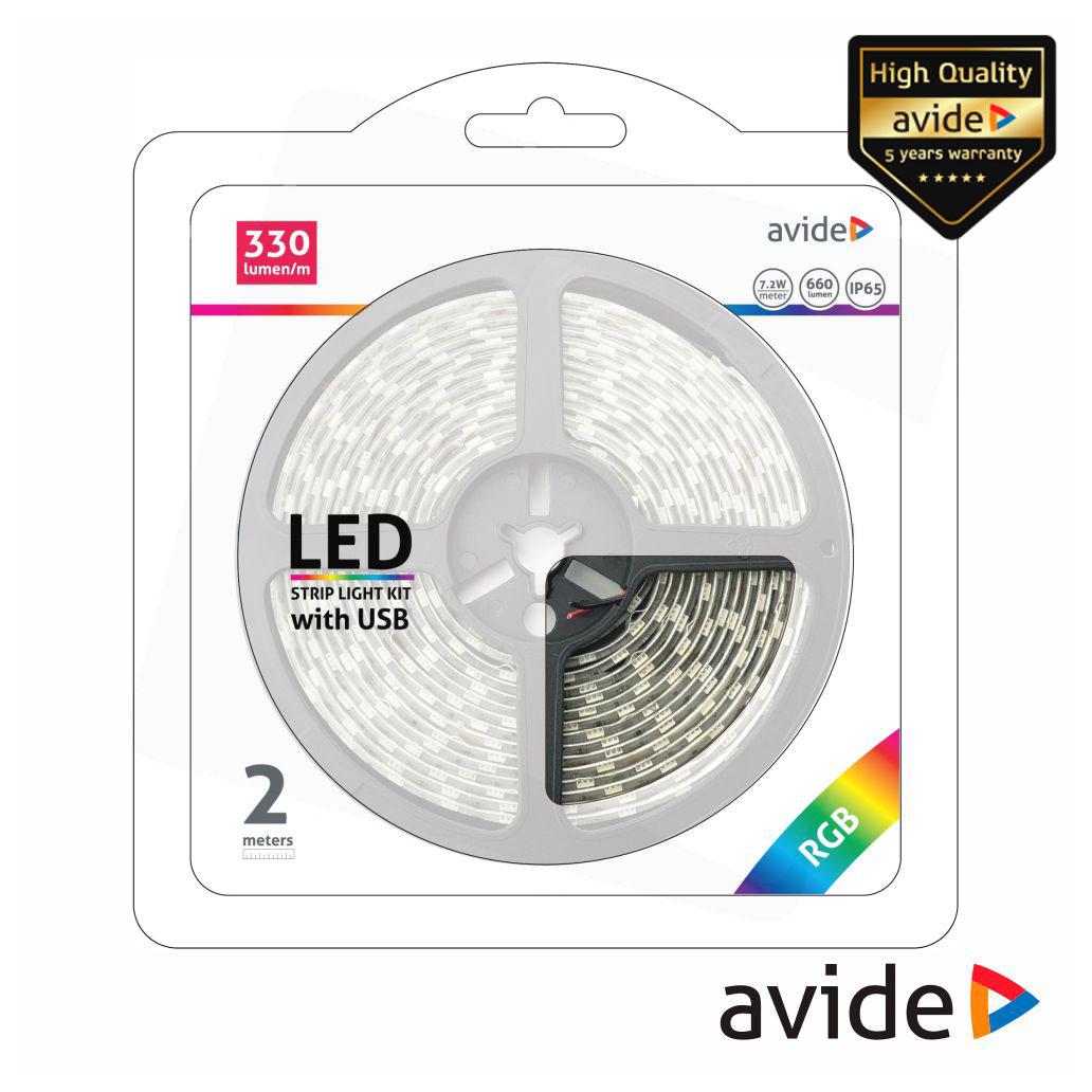 (imagem para) Fita 60 LEDS P/ TV C/ USB 5050 RGB 5V 7.2W/m 2m IP65 AVIDE