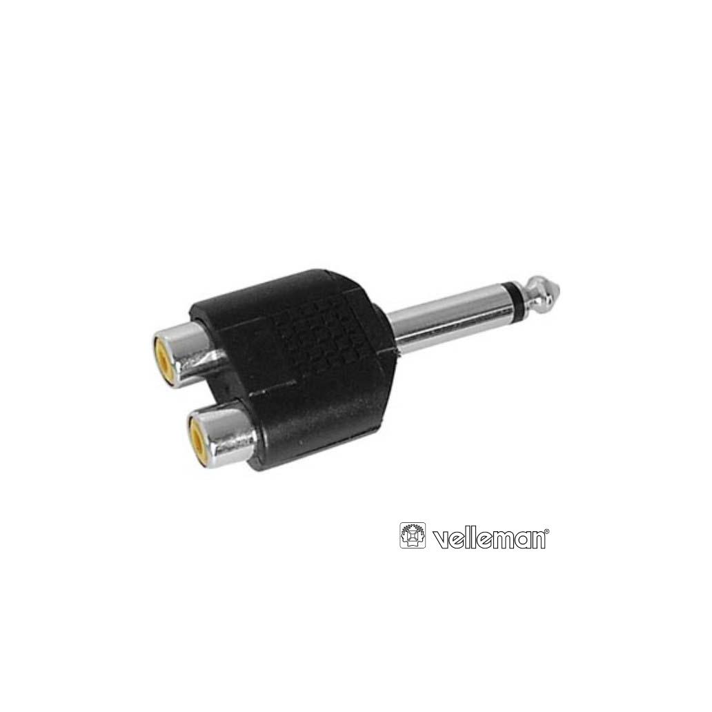 (imagem para) Ficha Adaptadora Jack 6.35mm Macho Mn / 2 Rca Fêmea