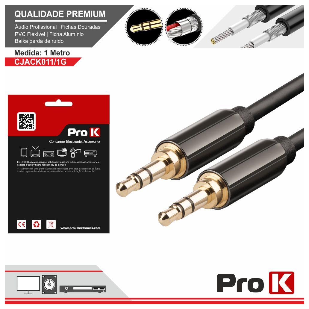 (imagem para) Cabo Jack 3.5mm Macho / Jack 3.5mm Macho 1M St PROK