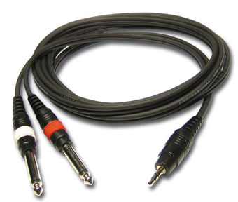 (imagem para) Cabo 3,5 ST. Macho / 2x jack 6,5 Mono Macho 3MT