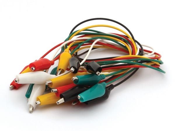 (imagem para) Cabos c/ Pinças Crocodilo p/ Teste - 10 Cabos 5 Cores