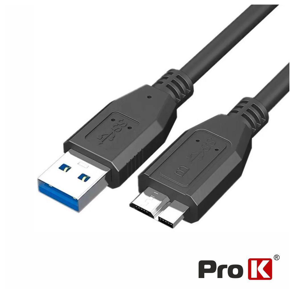(imagem para) Cabo USB-A 3.0 Macho / Micro USB-B Macho 1m PROK