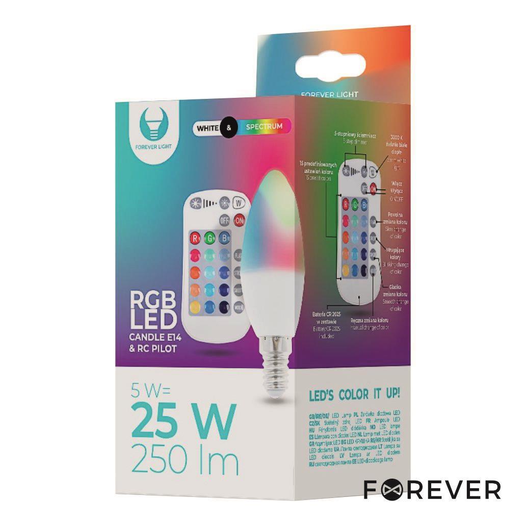 (imagem para) Lâmpada E14 5W 230V Vela RGBW C/ Comando