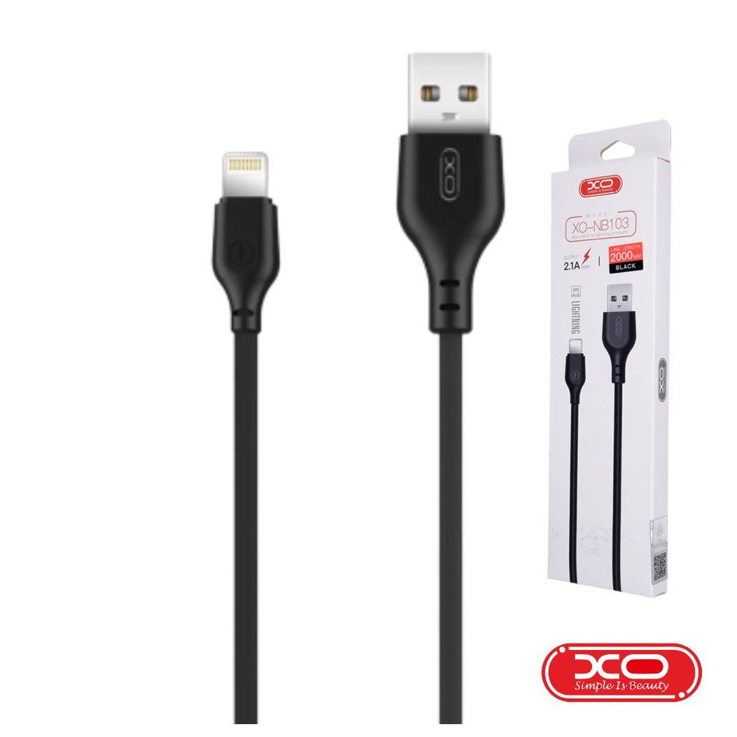 (imagem para) Cabo USB-A 2.0 Macho / Lightning 8P 2.1A 2M Preto XO