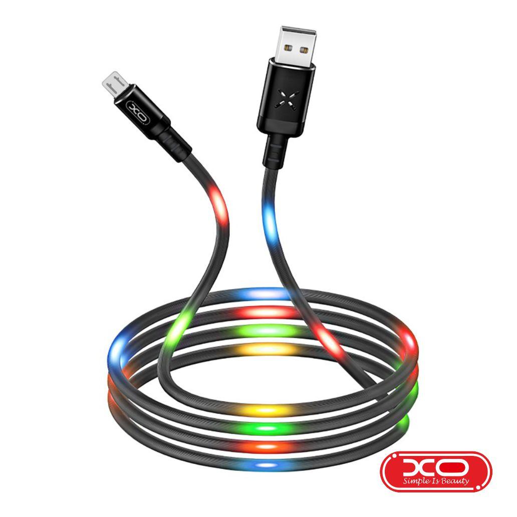 Cabo USB-A micro USB 2.1A 1M LEDS Coloridos XO (imagem para) Cabo USB-A micro USB 2.1A 1M LEDS Coloridos XO