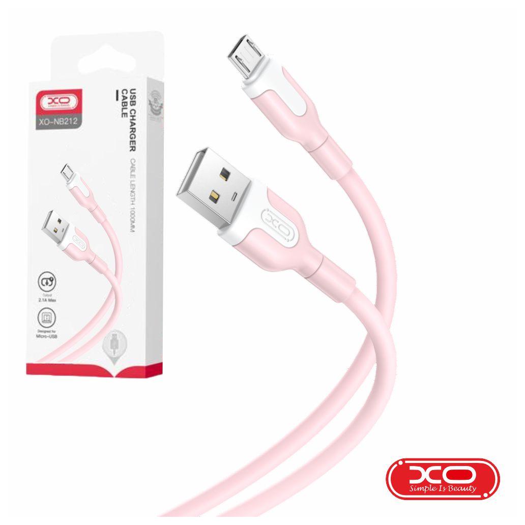 Cabo USB-A 2.0 Macho / Micro-USB 2.1A Rosa 1m XO (imagem para) Cabo USB-A 2.0 Macho / Micro-USB 2.1A Rosa 1m XO
