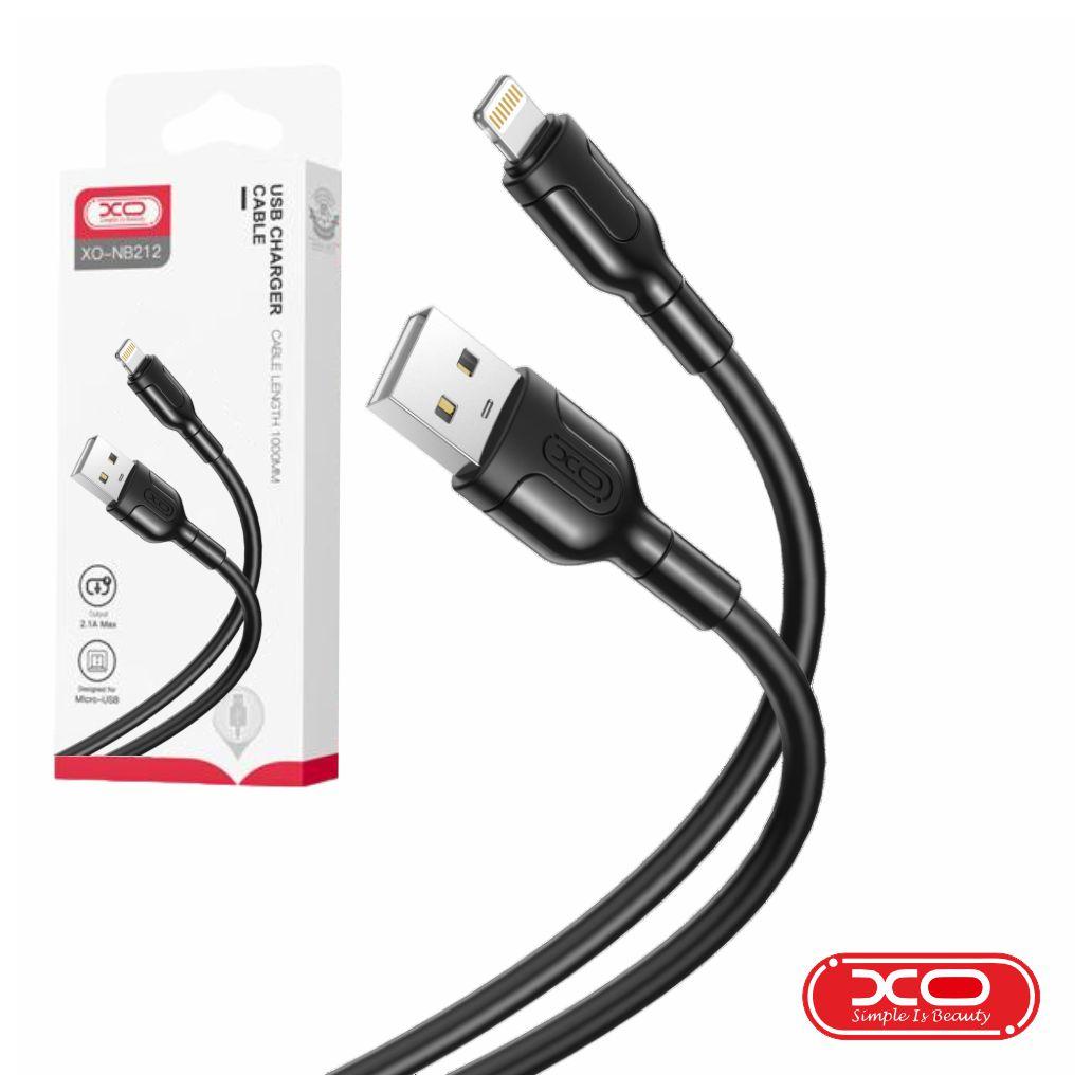 (imagem para) Cabo USB-A 2.0 Macho / Lightning 2.1A Preto 1m XO