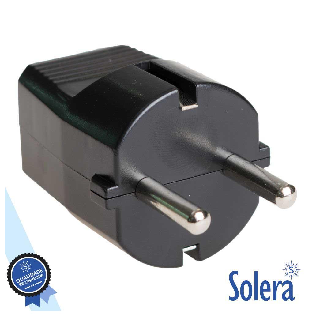 (imagem para) Ficha Schuko Macho C/ Terra 250v Preta SOLERA