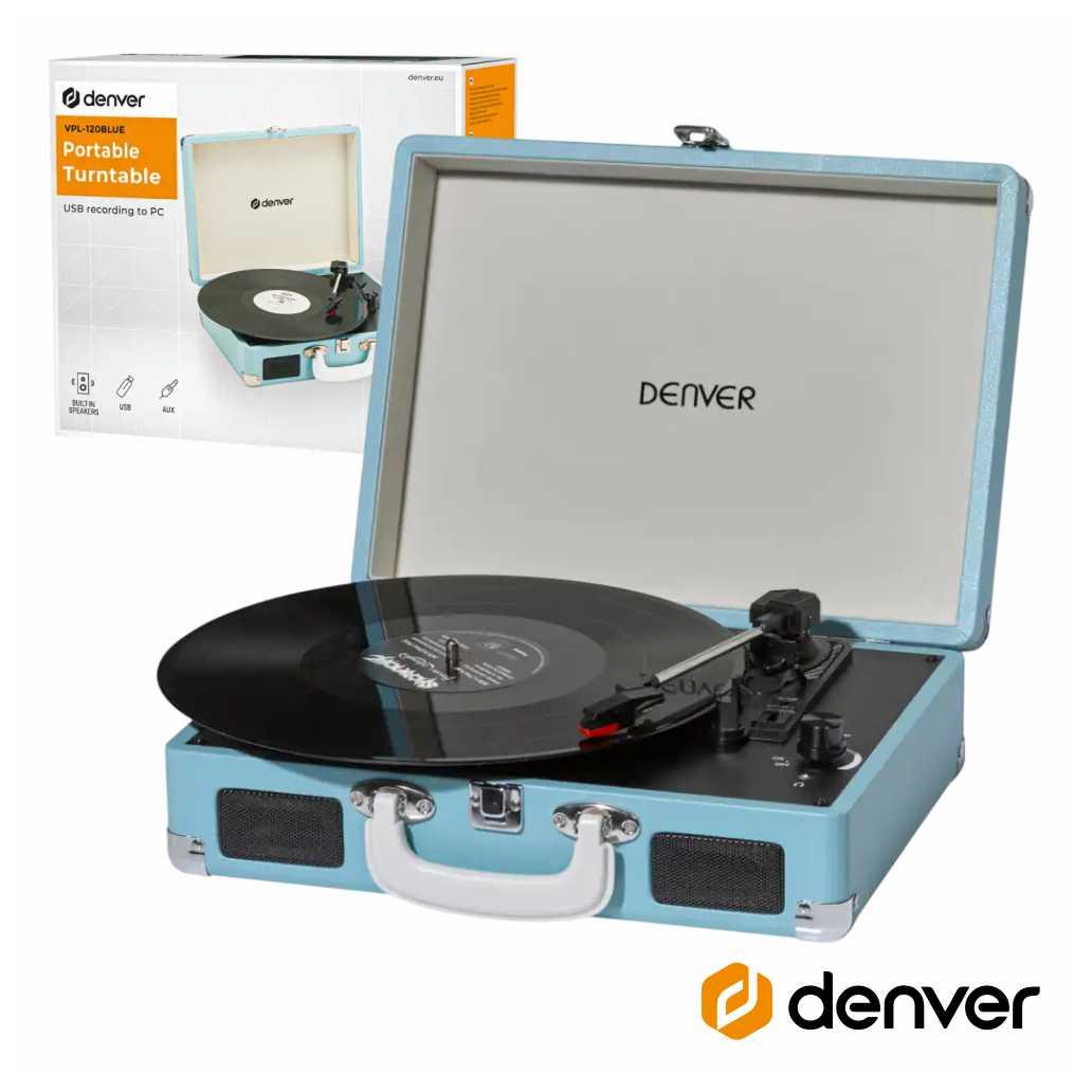 (imagem para) Gira-Discos 33/45/78RPM Vintage 2x10W Azul