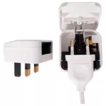 (imagem para) Adaptador fixo de ficha Inglesa (Tipo G) macho ➝ Europlug CEE 16/07 (Tipo C) - c/ fusível 3A