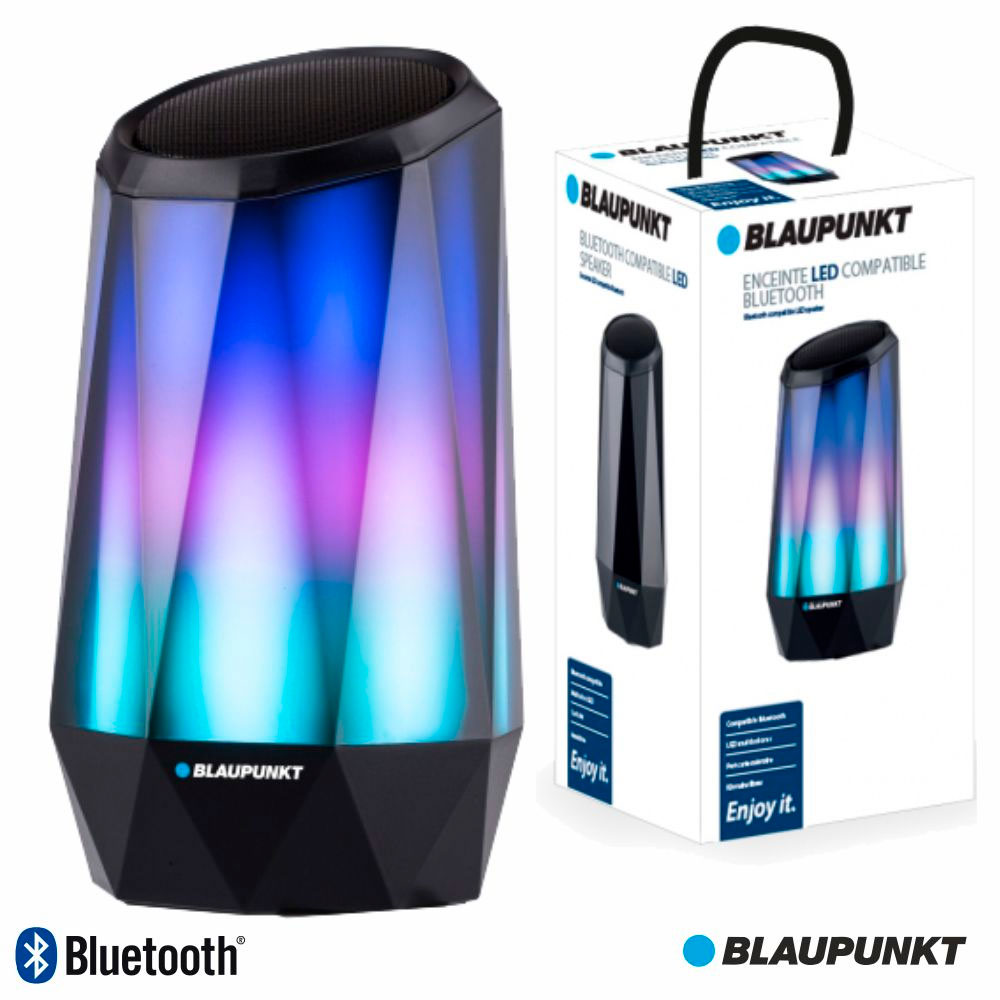 (imagem para) Coluna Bluetooth Portátil LED RGB Cristal 5W SD BLAUPUNKT