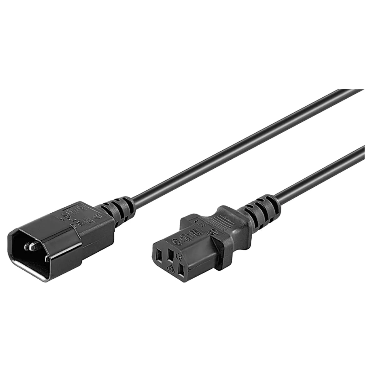 (imagem para) Cabo de alimentação IEC C14 (3 pinos) macho - IEC C13 (3 pinos) fêmea - 1.0m