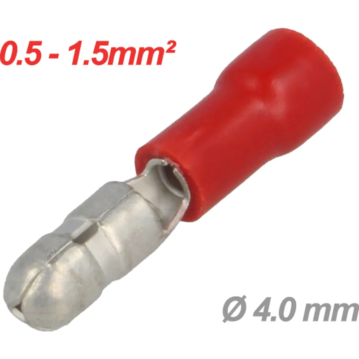 (imagem para) Terminal redondo macho isolado vermelho (0.5-1.5mm²) Ø4.0mm