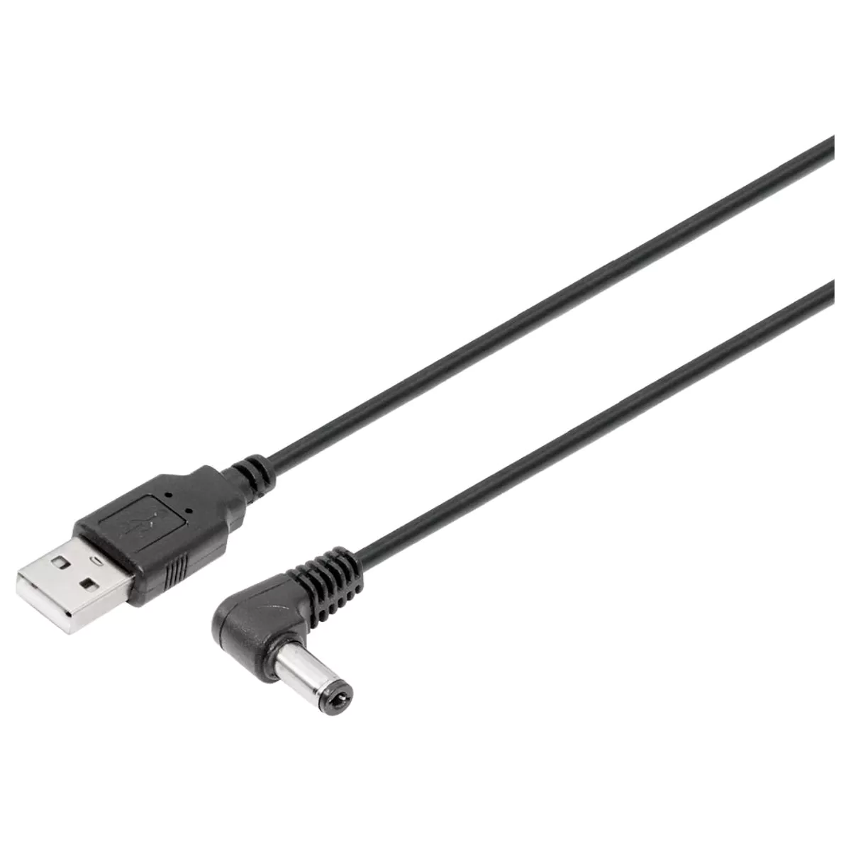 (imagem para) Cabo USB2.0 A macho - DC 5.5x2.1mm fêmea 90º- preto - 1m