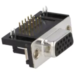 (imagem para) Ficha D-Sub HD15 pinos fêmea - para soldar em PCB 90º