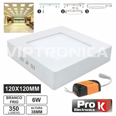(imagem para) PAINEL LEDS QUADRADO SUPERFICIE 6W 120MM BRANCO FRIO 350LM