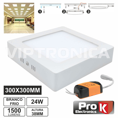(imagem para) PAINEL LEDS QUADRADO SUPERFICIE 24W 300MM BRANCO FRIO 1500LM