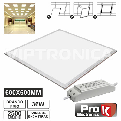 (imagem para) PAINEL LEDS QUADRADO 36W 600MM BRANCO FRIO 2500LM PROK