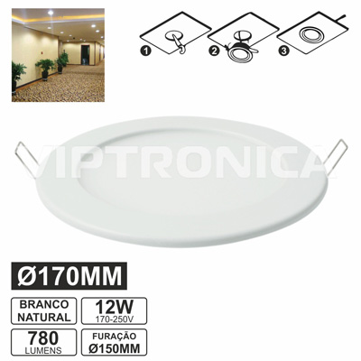(imagem para) PAINEL LEDS REDONDO 12W 150MM BRANCO NATURAL 780LM