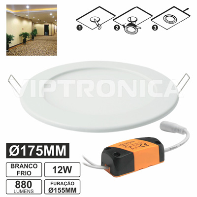 (imagem para) PAINEL LEDS REDONDO 12W 175MM BRANCO FRIO 880LM