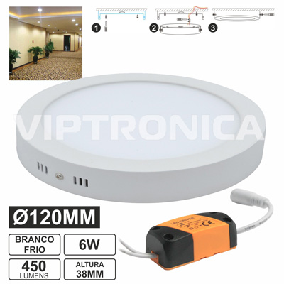 (imagem para) PAINEL LEDS REDONDO SUPERFICIE 6W 120MM BRANCO FRIO 450LM