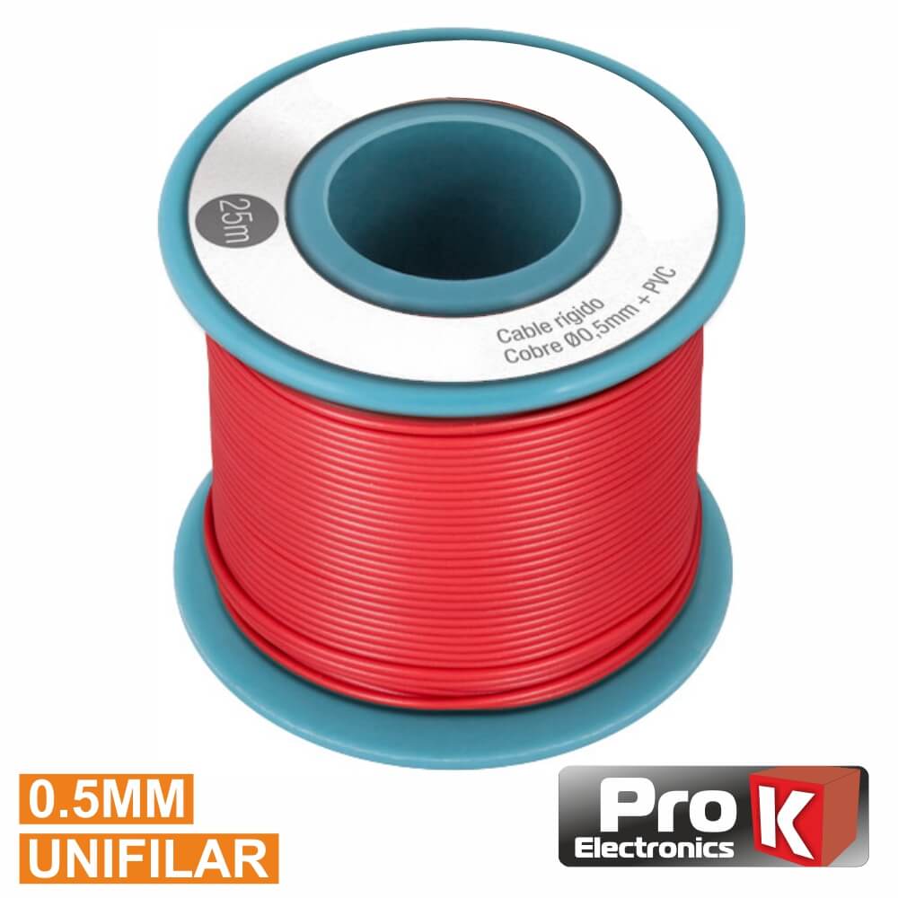 (imagem para) CABO UNIFILAR VERMELHO 0.5MM ROLO 25M PROK