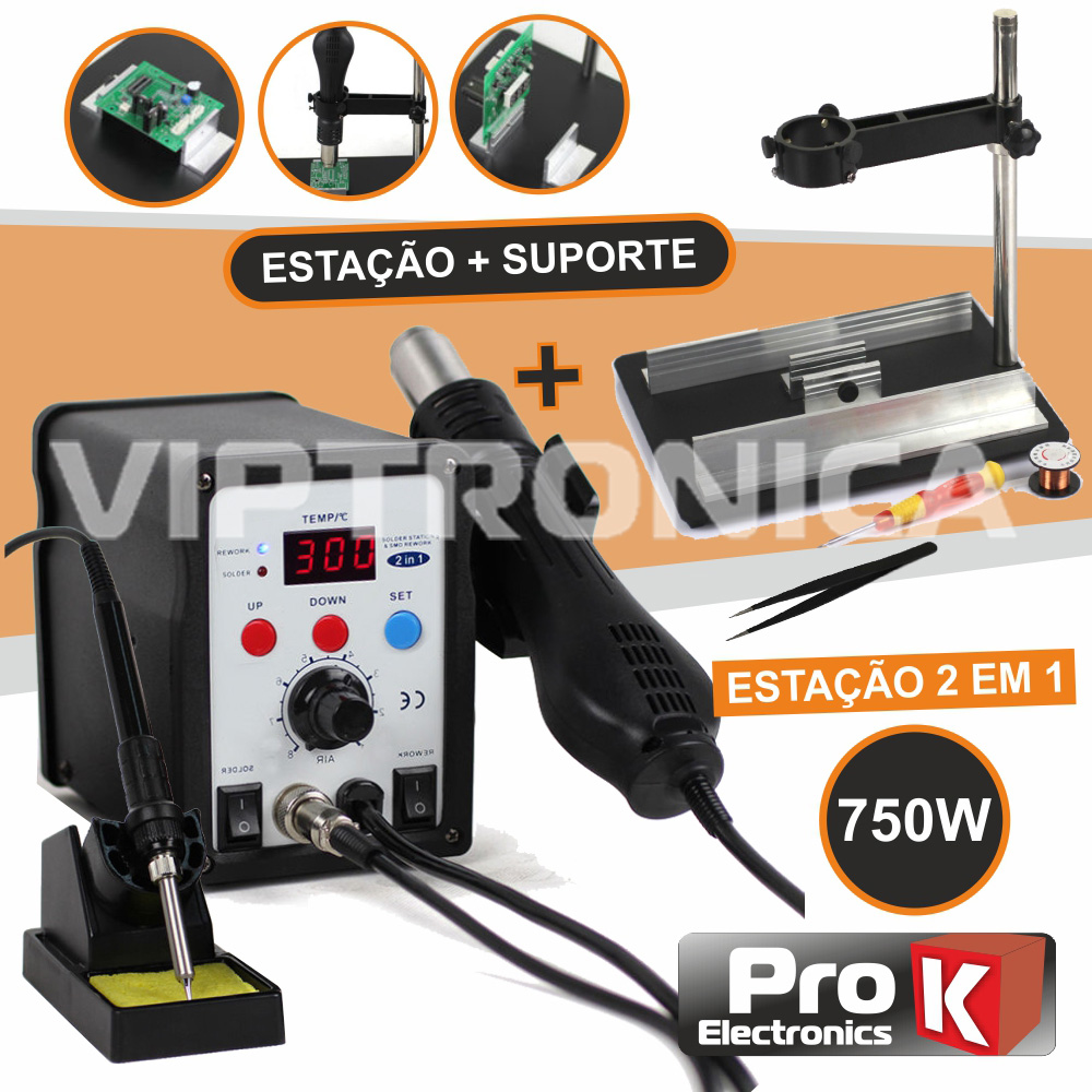 (imagem para) ESTAÇÃO DE SOLDAR E DESDOLDAR SMD AR QUENTE 750W C/PLAT. PRO